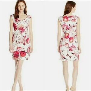 Adrianna Papell Women’s Floral Ruched Waist Sheath Dress Size 0